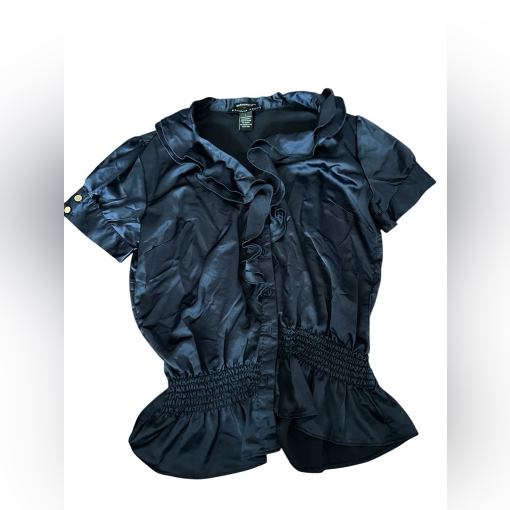 Antilia Femme Navy Blue short sleeve blouse size L